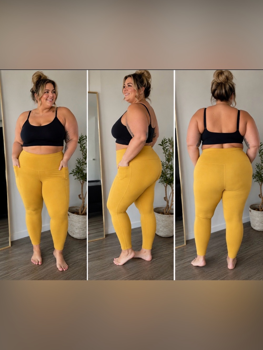 Rae Mode Buttery Soft High Waist Pocket Leggings | Mustard | Plus Size
